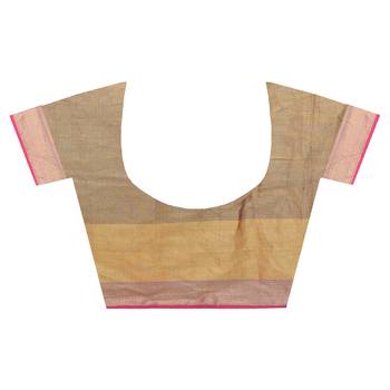 Maroon Hand Woven Blended Cotton Saree With Blouse 4