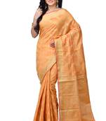 Gold Hand Woven Linen Saree With Blouse