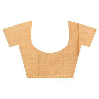 Gold Hand Woven Linen Saree With Blouse 4
