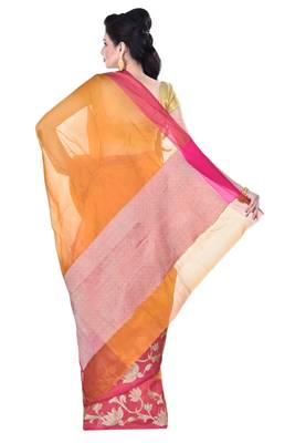 Mustard Woven Blended Cotton Saree With Blouse 2