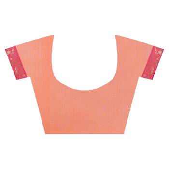 Orange Woven Blended Cotton Saree With Blouse 4