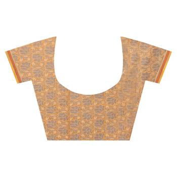 Mustard Hand Woven Blended Cotton Saree With Blouse 4