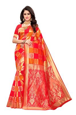 Multicolor Printed Silk Blend Saree With Blouse 1
