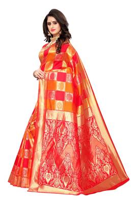 Multicolor Printed Silk Blend Saree With Blouse 2