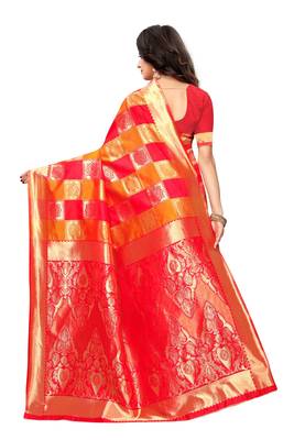 Multicolor Printed Silk Blend Saree With Blouse 4
