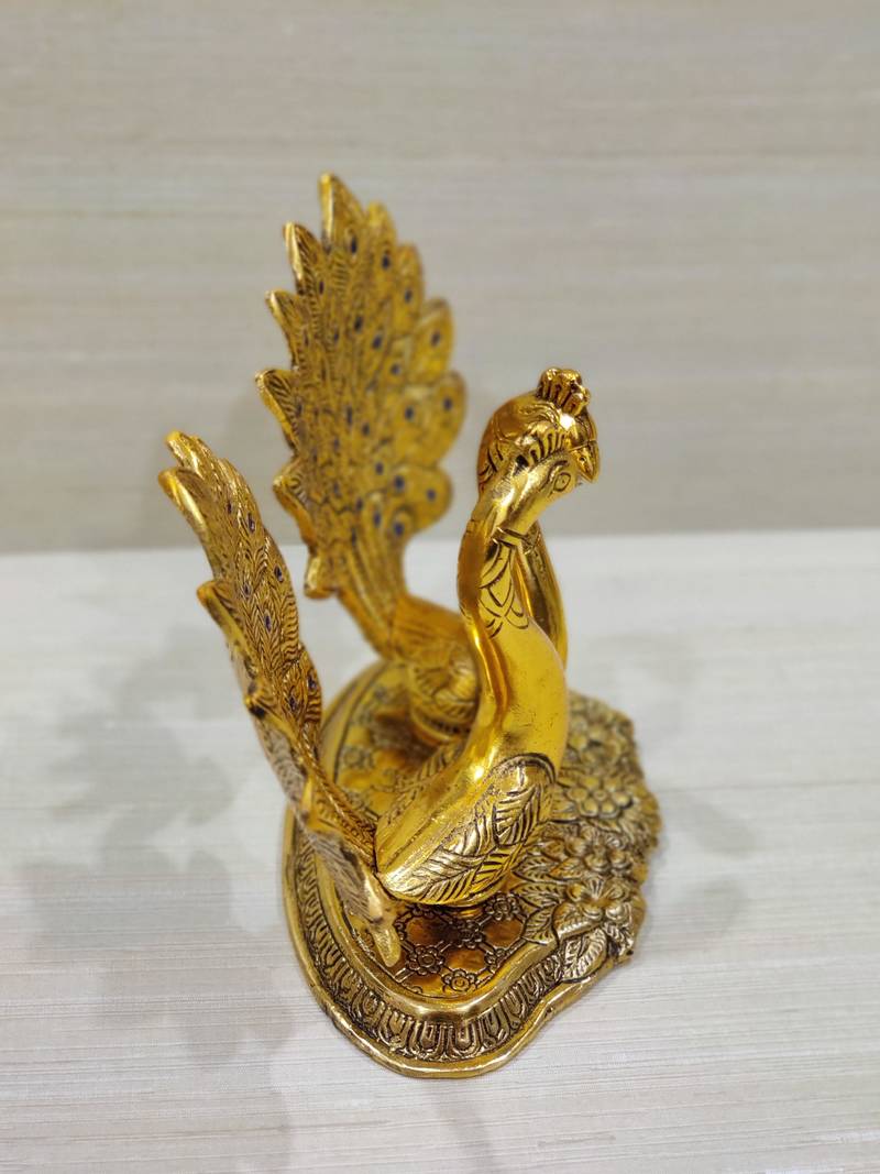 GiftNagri Golden Oxidized Pair of Kissing Peacock Showpiece