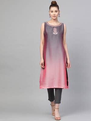 Pink printed georgette ethnic-kurtis 1