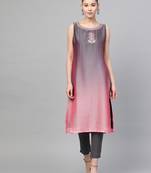 Pink printed georgette ethnic-kurtis