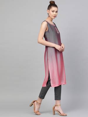 Pink printed georgette ethnic-kurtis 3