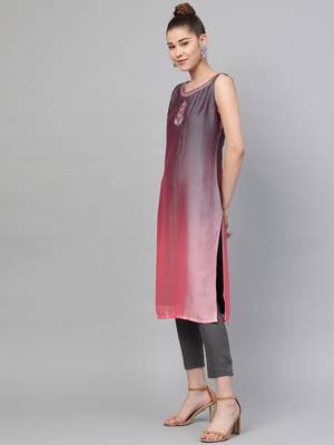 Pink printed georgette ethnic-kurtis 4