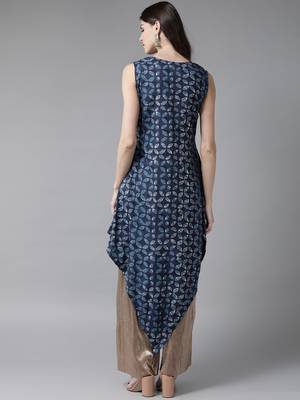Navy-blue printed rayon ethnic-kurtis 2