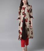 Grey printed liva ethnic-kurtis