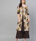 Grey printed liva ethnic-kurtis