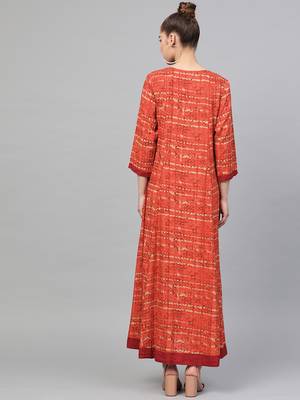 Red printed liva long-kurtis 2