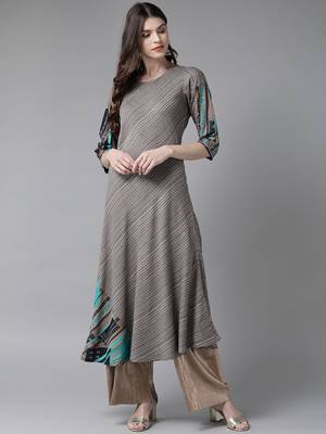 Navy-blue printed liva ethnic-kurtis 1
