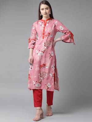 Mauve printed liva ethnic-kurtis 1