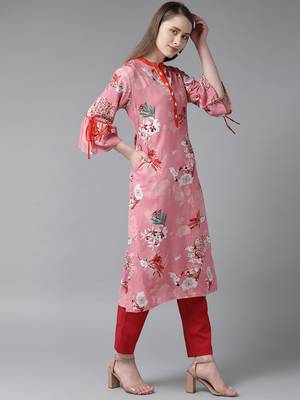 Mauve printed liva ethnic-kurtis 3