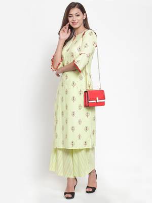 Yellow printed cotton kurtas-and-kurtis 4
