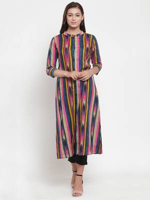 Indibelle Pink printed cotton kurtas-and-kurtis 1