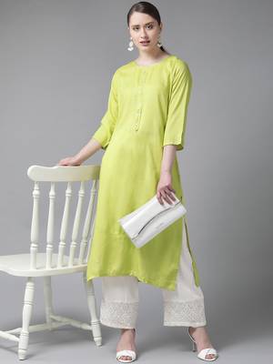 Lemon plain liva ethnic-kurtis 4