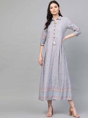 Light-grey printed liva long-kurtis 1