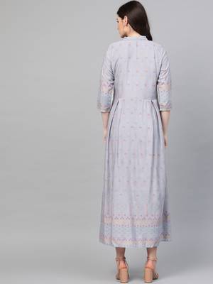 Light-grey printed liva long-kurtis 2