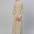 Beige plain polyester long-kurtis