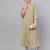 Beige plain polyester long-kurtis
