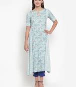 Indibelle Blue printed rayon kurtas-and-kurtis