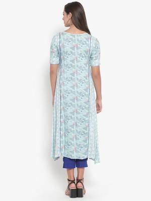 Indibelle Blue printed rayon kurtas-and-kurtis 2