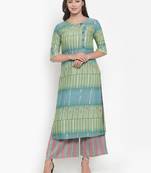 Indibelle Green printed rayon kurtas-and-kurtis