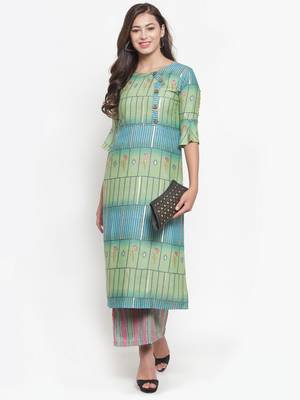 Indibelle Green printed rayon kurtas-and-kurtis 4
