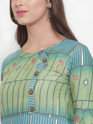 Indibelle Green printed rayon kurtas-and-kurtis 5