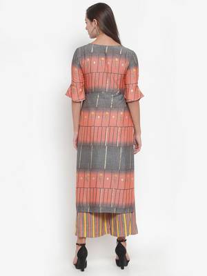 Indibelle Peach printed rayon kurtas-and-kurtis 2