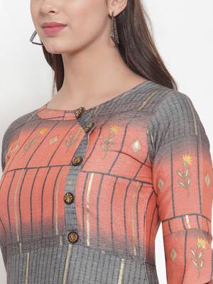 Indibelle Peach printed rayon kurtas-and-kurtis 5