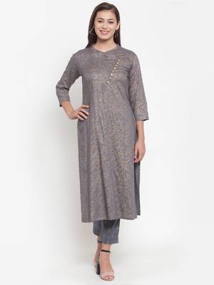 Grey printed rayon kurtas-and-kurtis 1