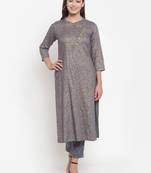 Indibelle Grey printed rayon kurtas-and-kurtis
