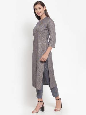 Grey printed rayon kurtas-and-kurtis 3
