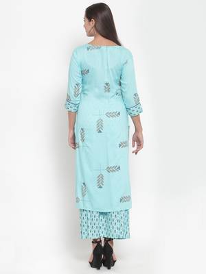 Blue printed rayon kurtas-and-kurtis 2