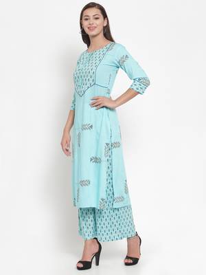 Blue printed rayon kurtas-and-kurtis 3