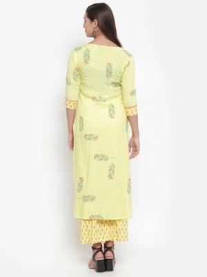 Yellow printed rayon kurtas-and-kurtis 2