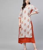 Grey printed liva long-kurtis