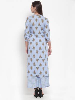 Blue printed cotton kurtas-and-kurtis 2