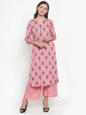 Peach printed cotton kurtas-and-kurtis 1