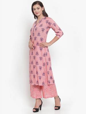 Peach printed cotton kurtas-and-kurtis 3