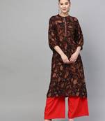 Brown printed liva ethnic-kurtis