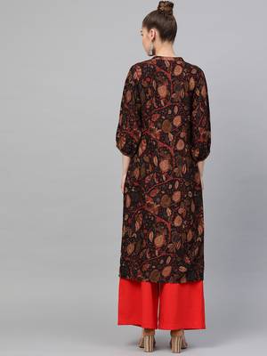 Brown printed liva ethnic-kurtis 2