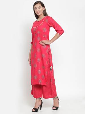 Red printed rayon kurtas-and-kurtis 3