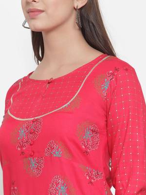 Red printed rayon kurtas-and-kurtis 5