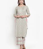 Green printed cotton kurtas-and-kurtis